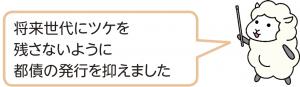 将来世代にツケを残さないように都債の発行を抑えました