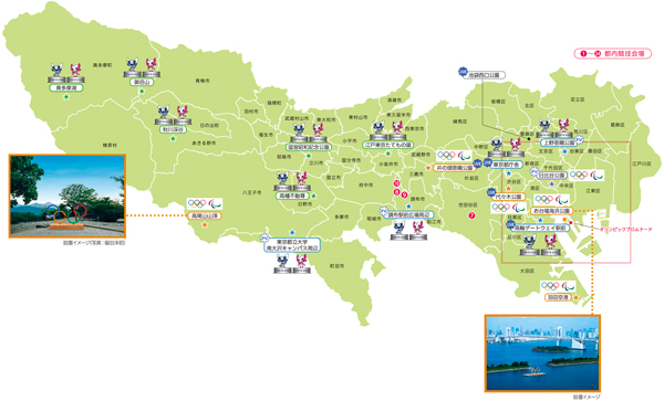 都内競技場の地図