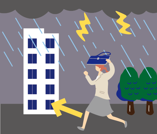 安全な建物に避難