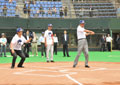 Governor Ishihara bats at the first pitch ceremony
