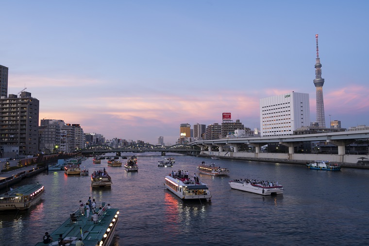 Photo: Sunset view of the Sumida River from Kuramaebashi Bridge 